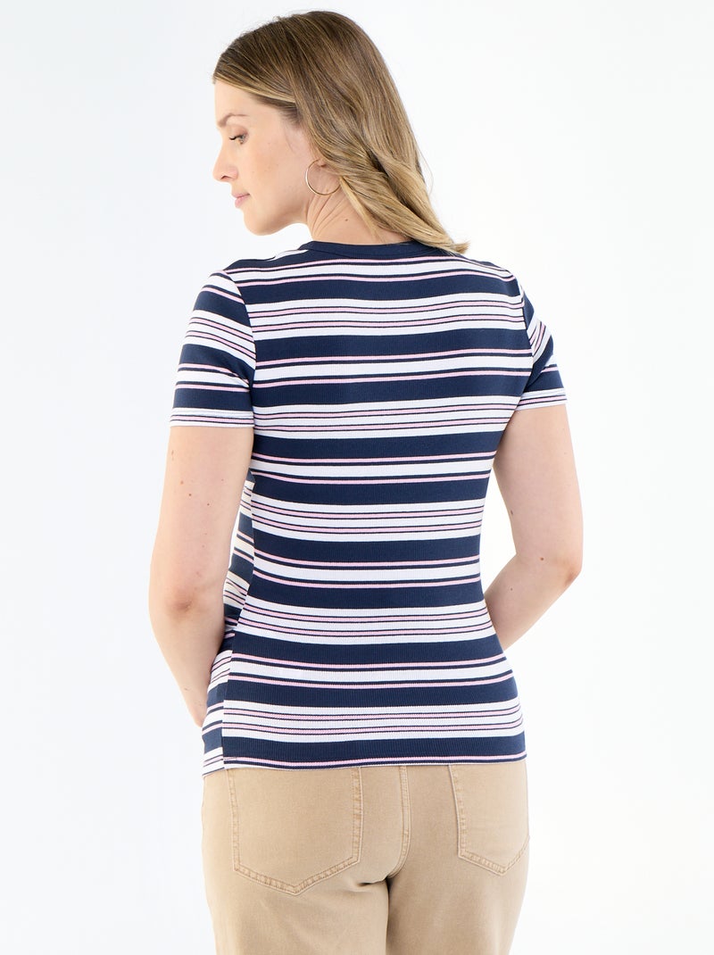Zwangerschaps-T-shirt van ribstof Blauw - Kiabi