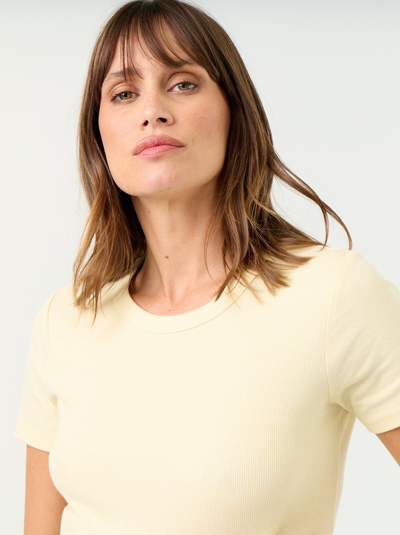 Zwangerschaps-T-shirt van ribstof Geel - Kiabi