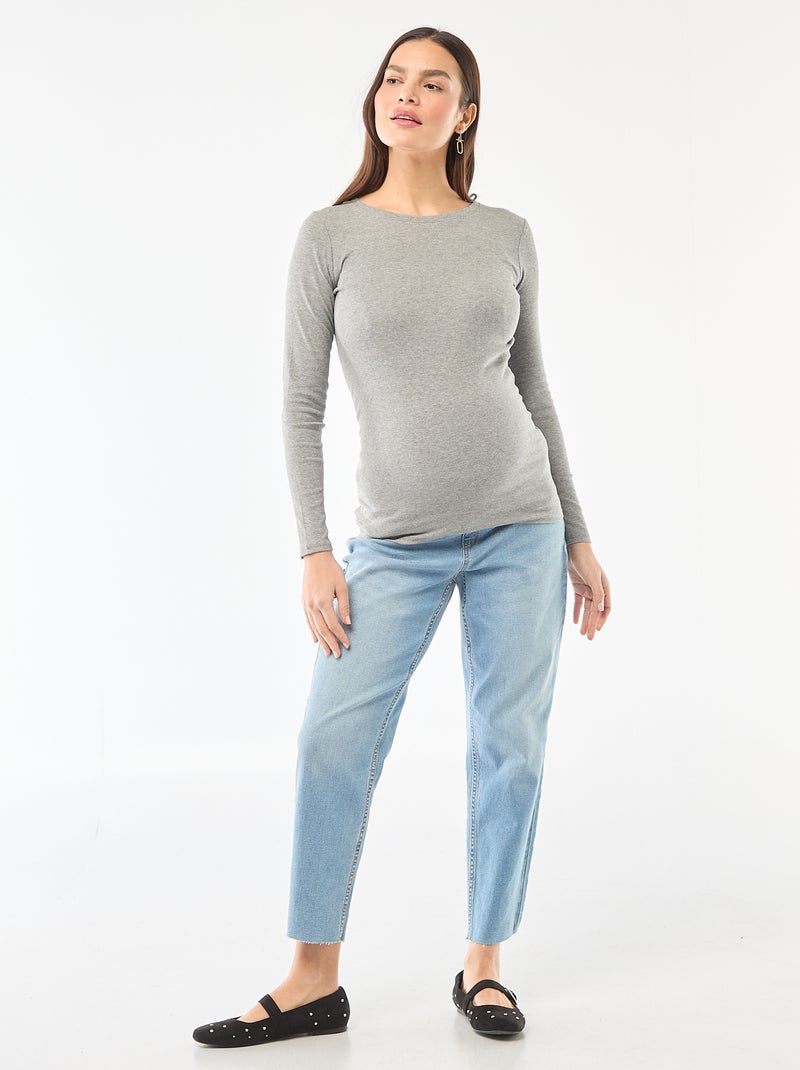 Zwangerschaps-T-shirt van ribstof Grijs - Kiabi