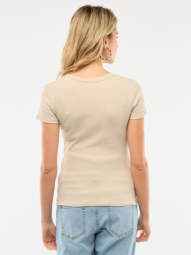 Zwangerschaps-T-shirt van ribstof Grijs - Kiabi