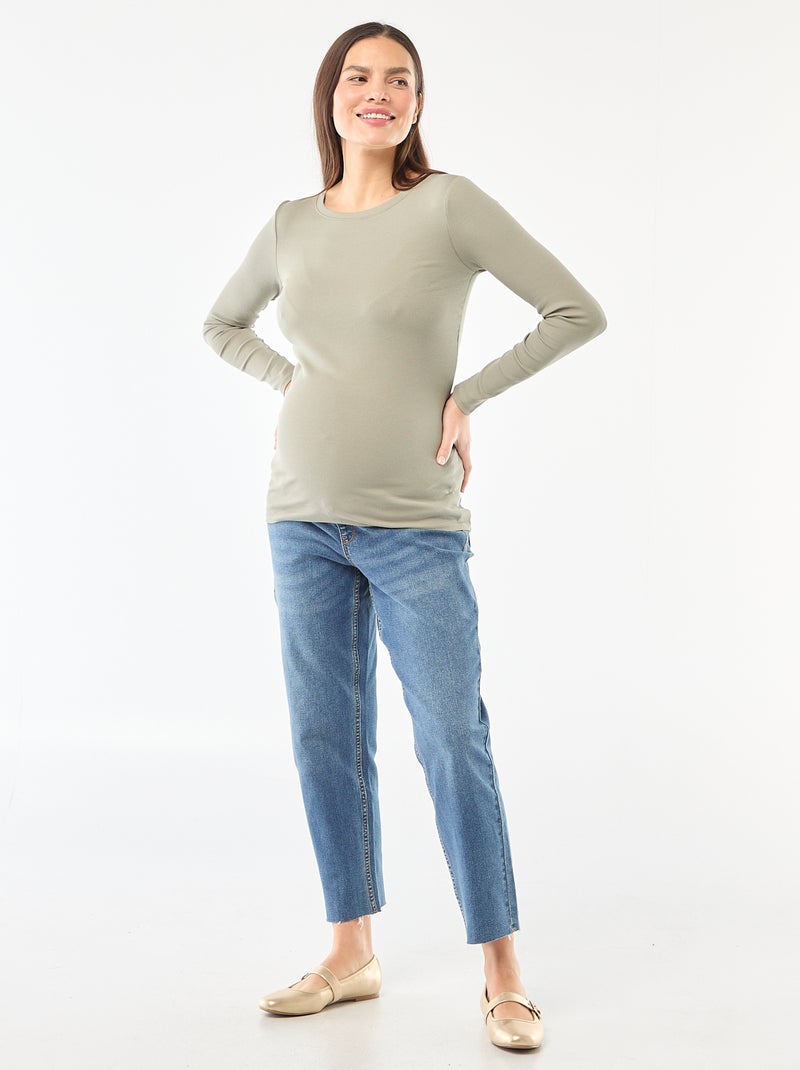 Zwangerschaps-T-shirt van ribstof Groen - Kiabi