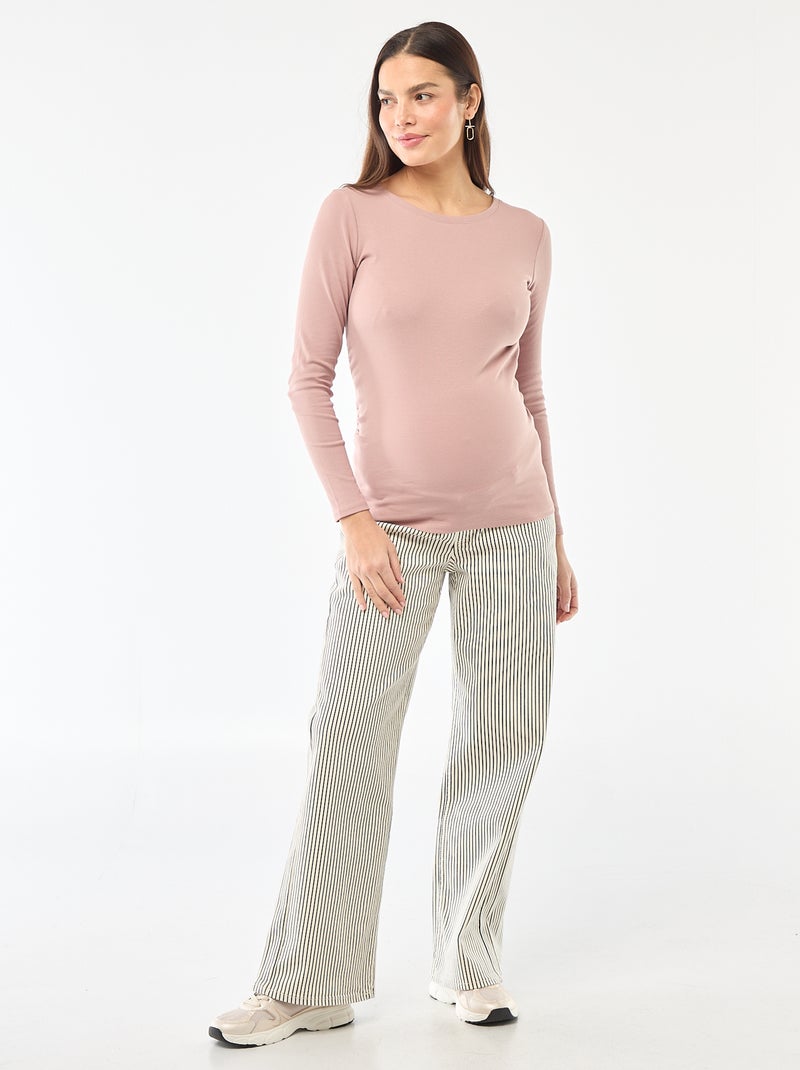 Zwangerschaps-T-shirt van ribstof Rose - Kiabi