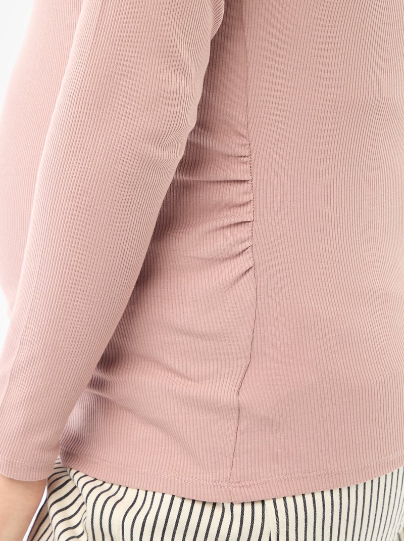 Zwangerschaps-T-shirt van ribstof Rose - Kiabi