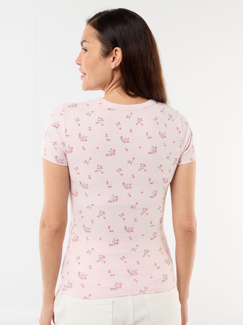 Zwangerschaps-T-shirt van ribstof Rose - Kiabi