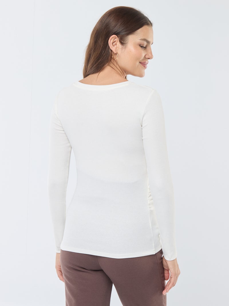 Zwangerschaps-T-shirt van ribstof Wit - Kiabi