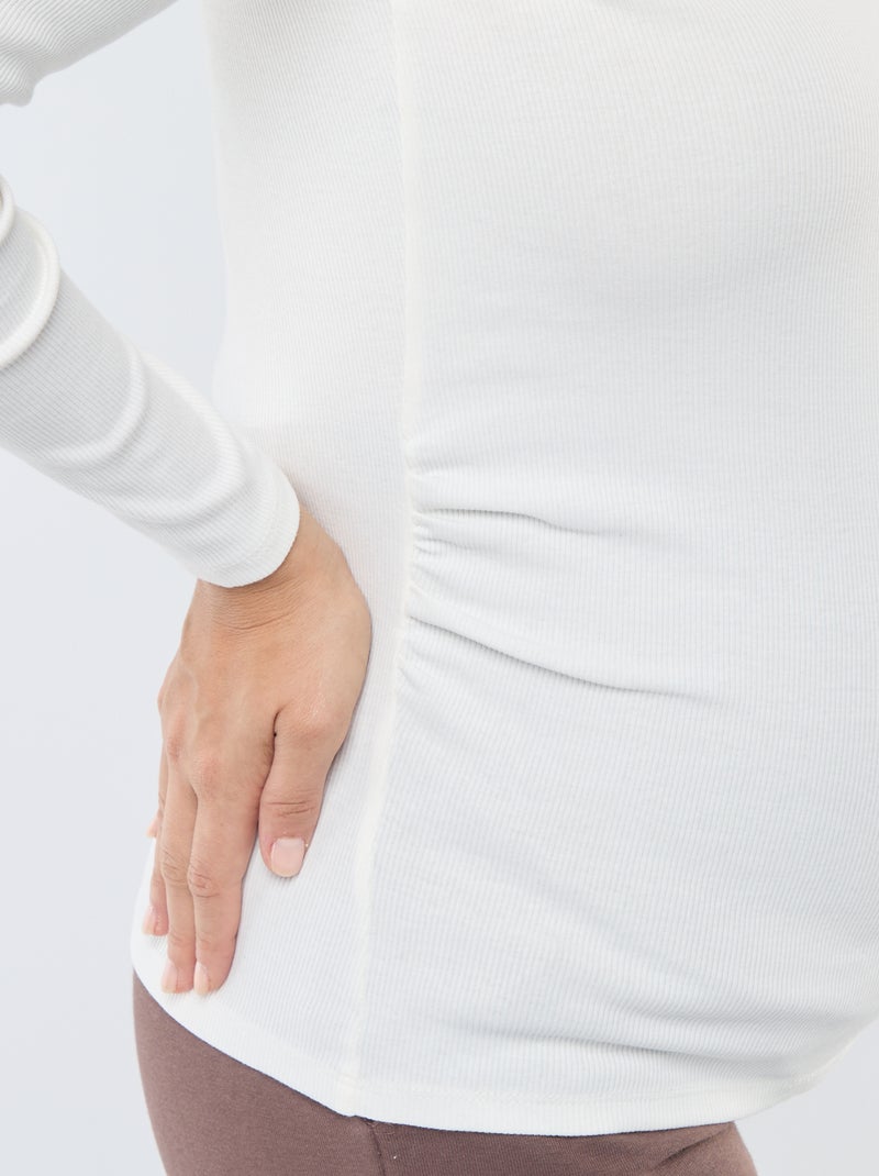 Zwangerschaps-T-shirt van ribstof Wit - Kiabi