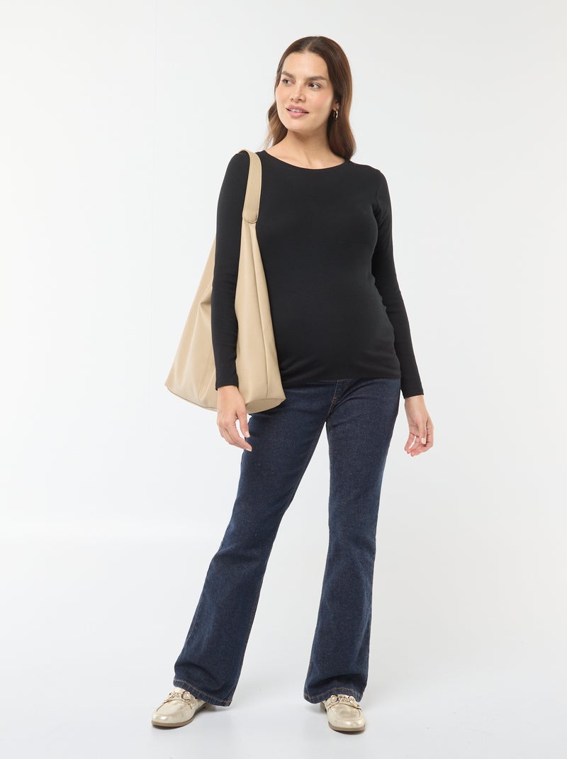 Zwangerschaps-T-shirt van ribstof zwart - Kiabi