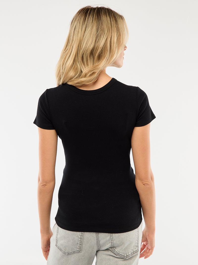 Zwangerschaps-T-shirt van ribstof zwart - Kiabi