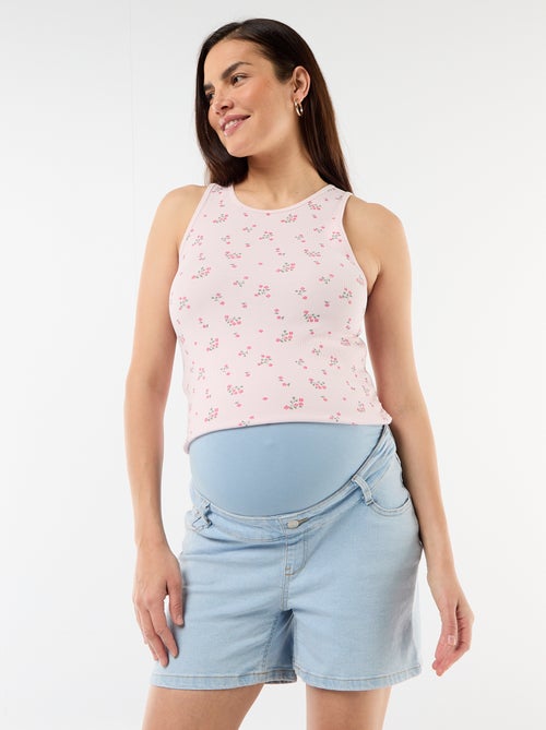 Zwangerschapsbermuda met hoge taille van denim - Kiabi