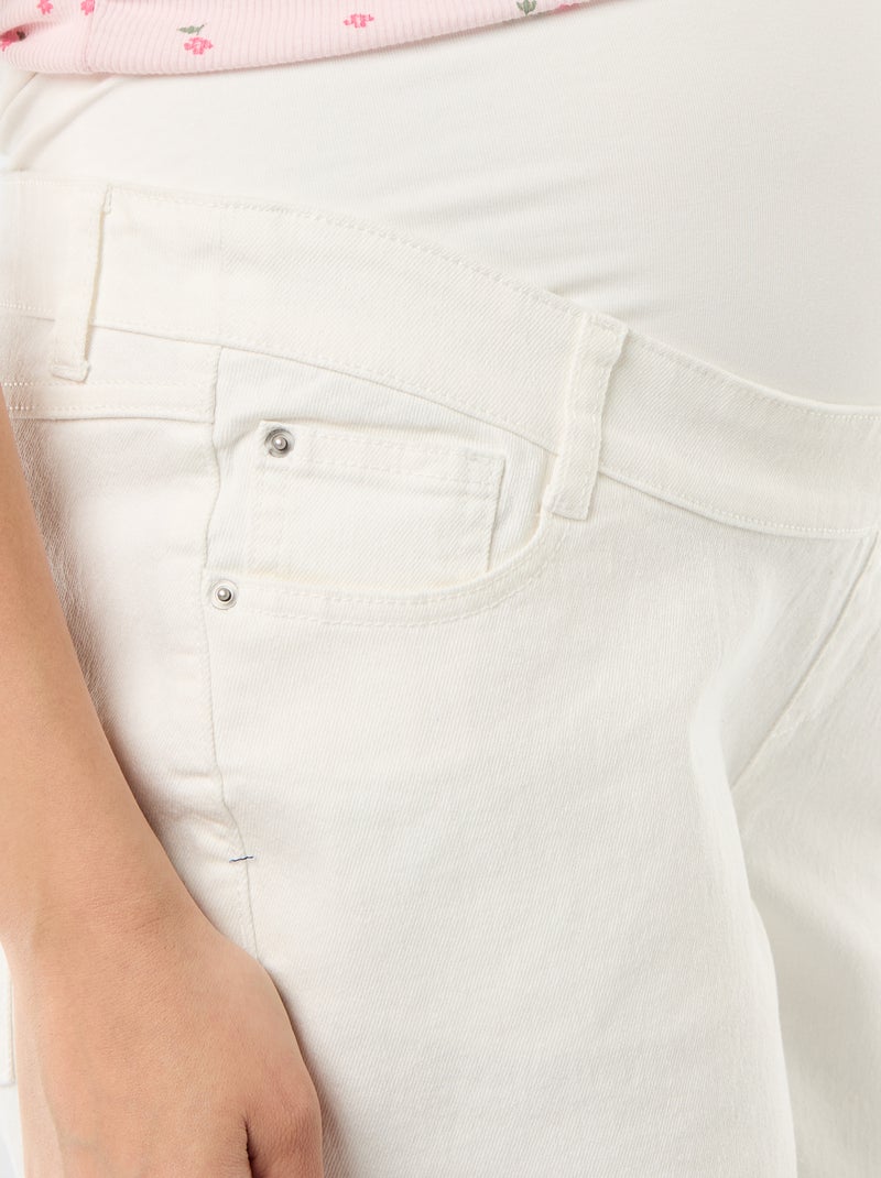 Zwangerschapsbermuda met hoge taille van denim Wit - Kiabi