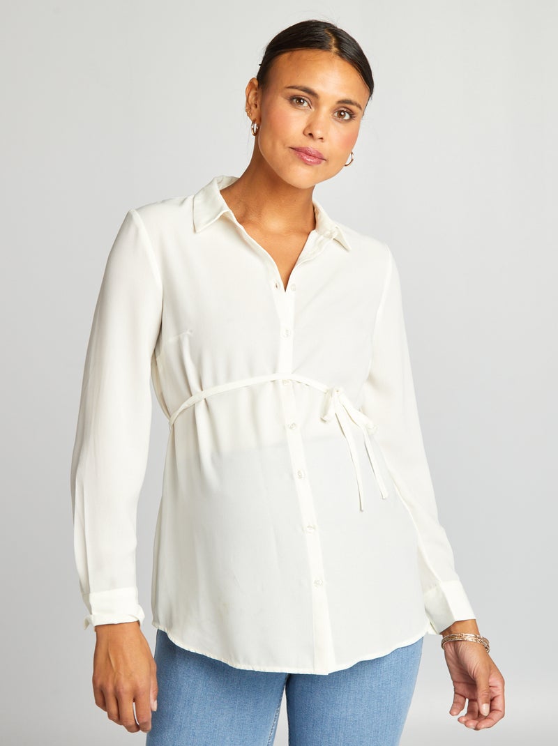 Zwangerschapsblouse met ceintuur sneeuw wit - Kiabi