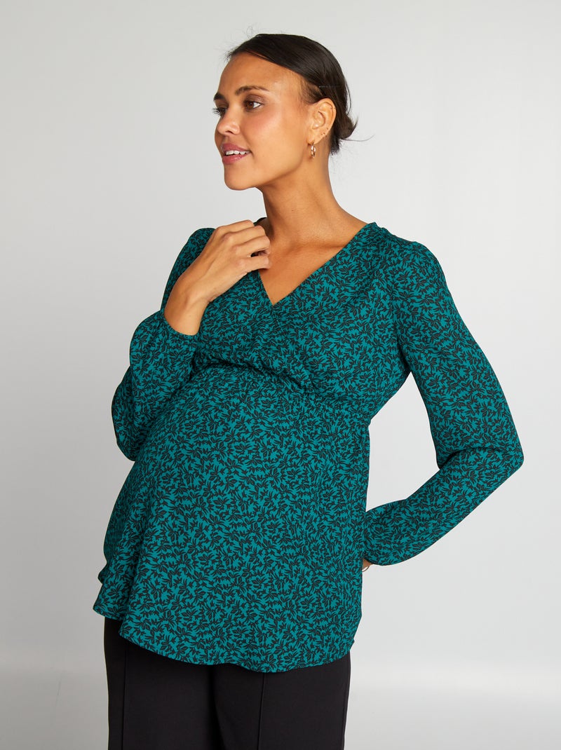 Zwangerschapsblouse met print GROEN - Kiabi