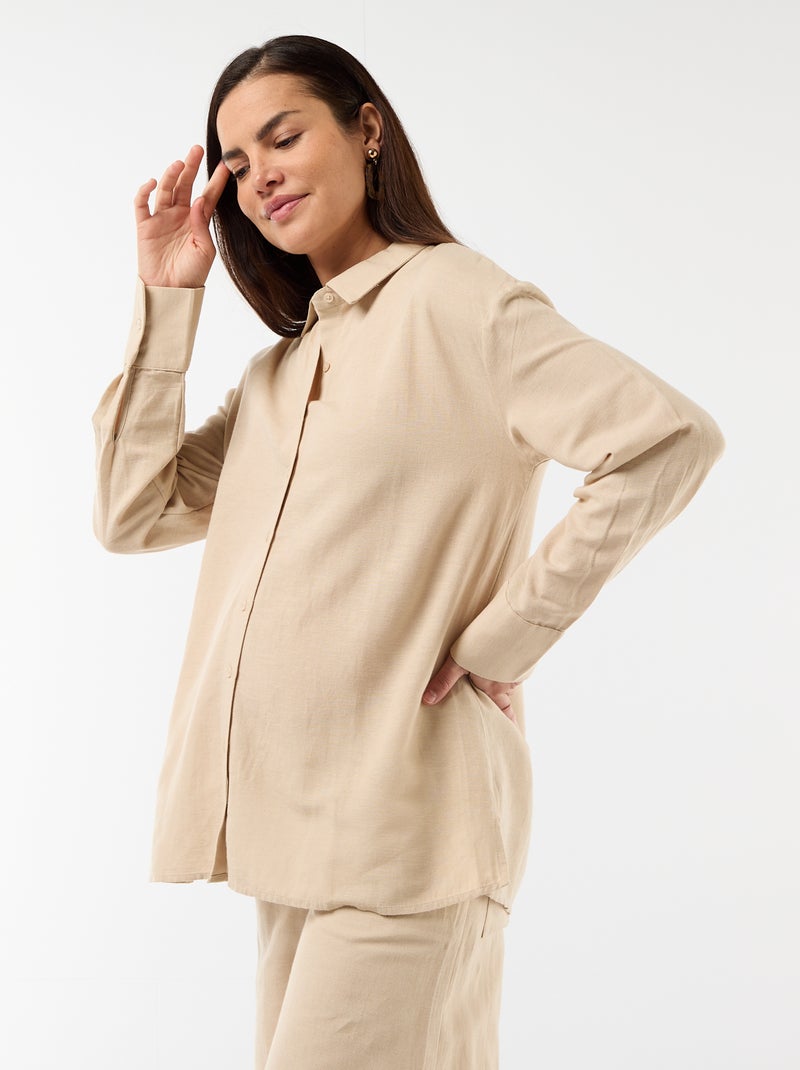 Zwangerschapsblouse van linnenmix Biege - Kiabi