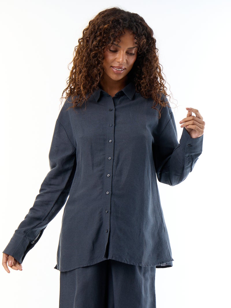 Zwangerschapsblouse van linnenmix Blauw - Kiabi