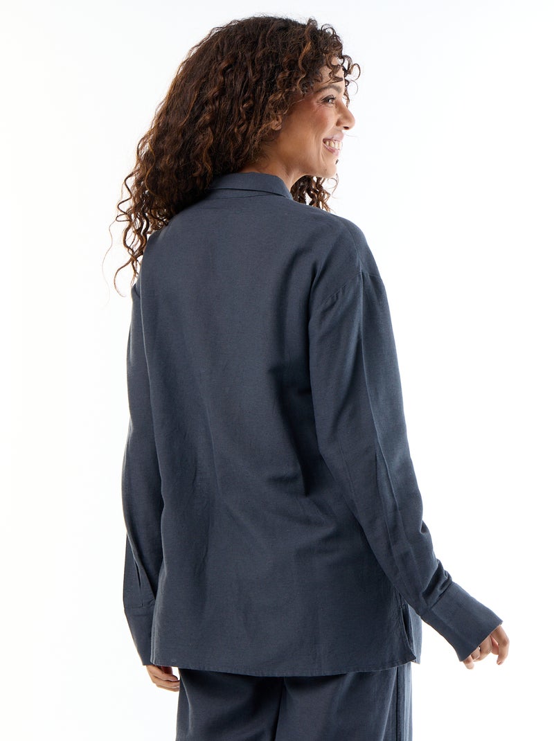 Zwangerschapsblouse van linnenmix Blauw - Kiabi