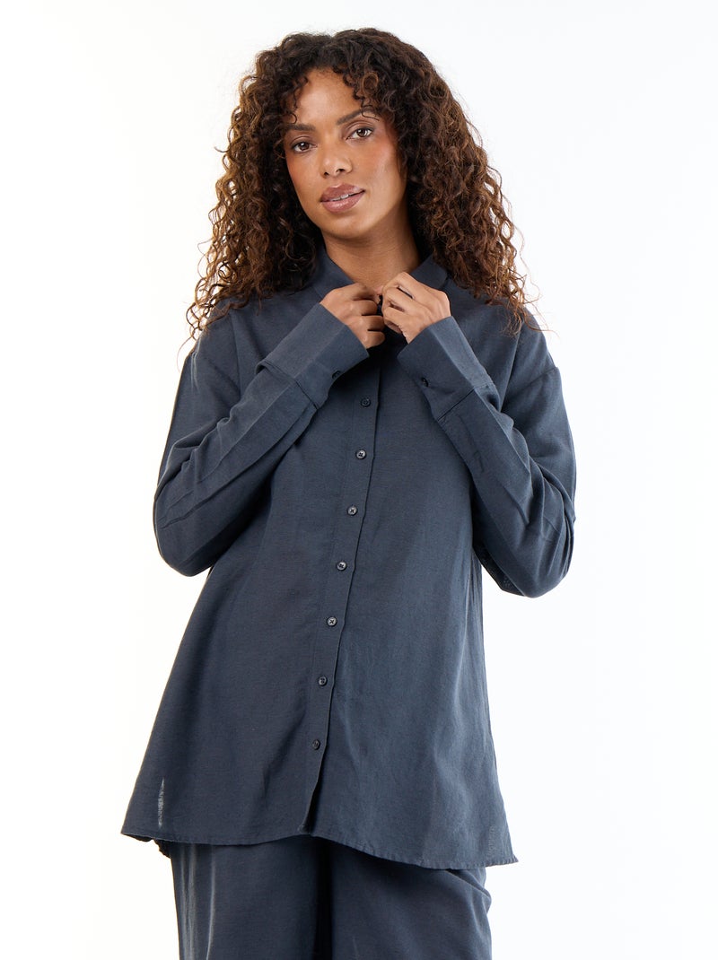 Zwangerschapsblouse van linnenmix Blauw - Kiabi