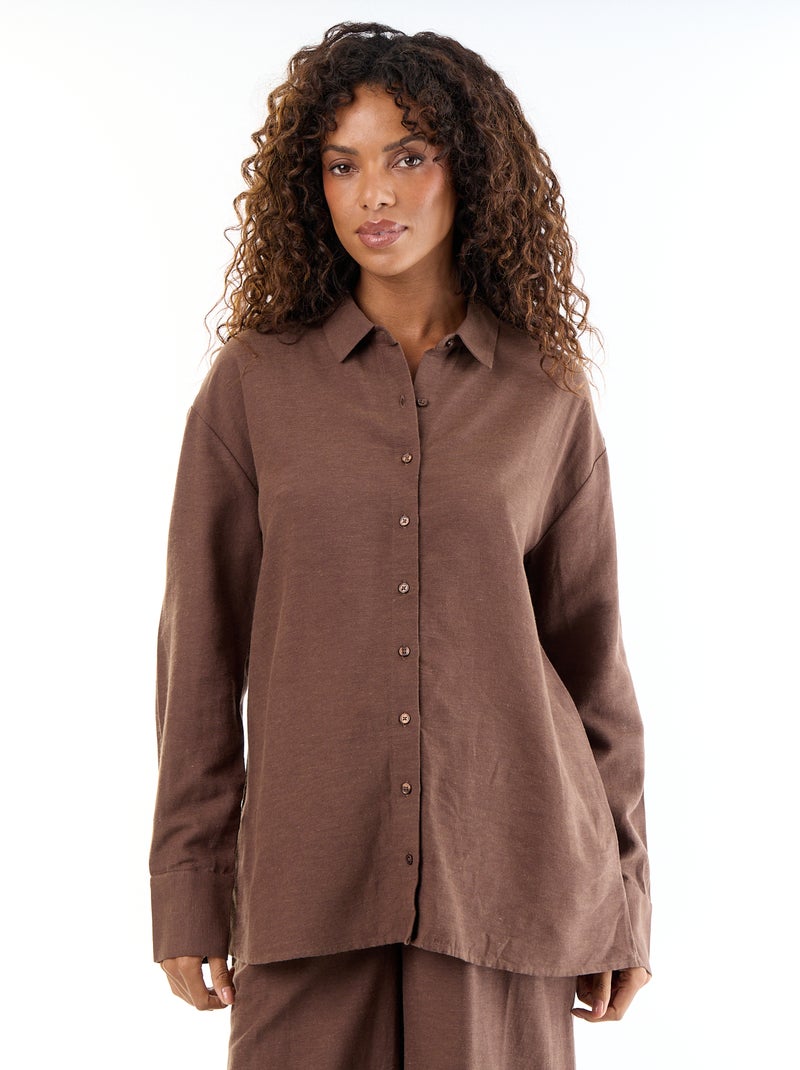 Zwangerschapsblouse van linnenmix Bruin - Kiabi