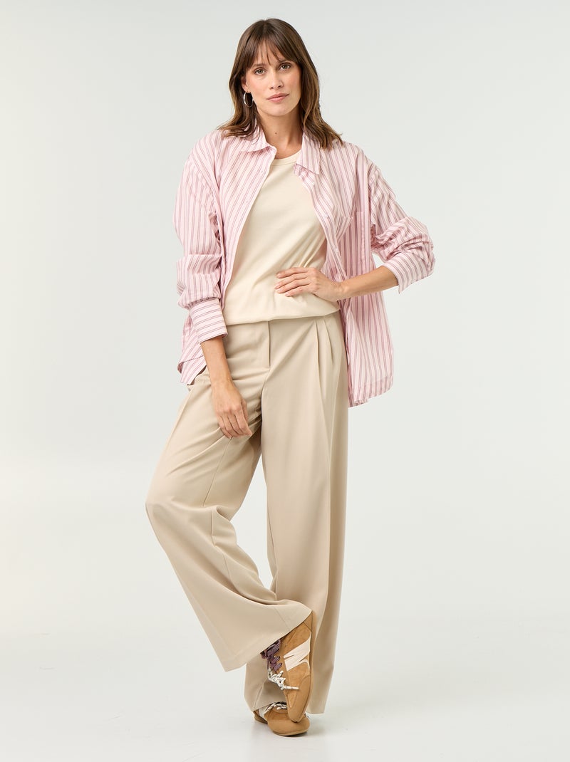 Zwangerschapsbroek met plooien Beige - Kiabi