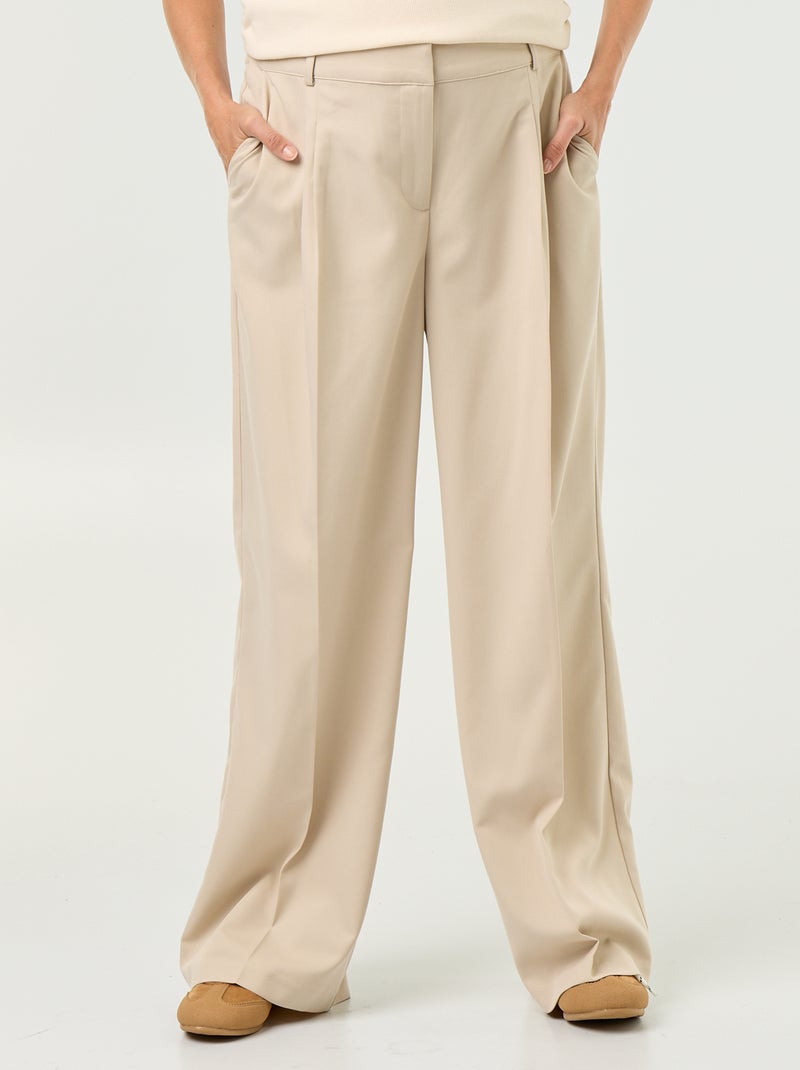 Zwangerschapsbroek met plooien Beige - Kiabi