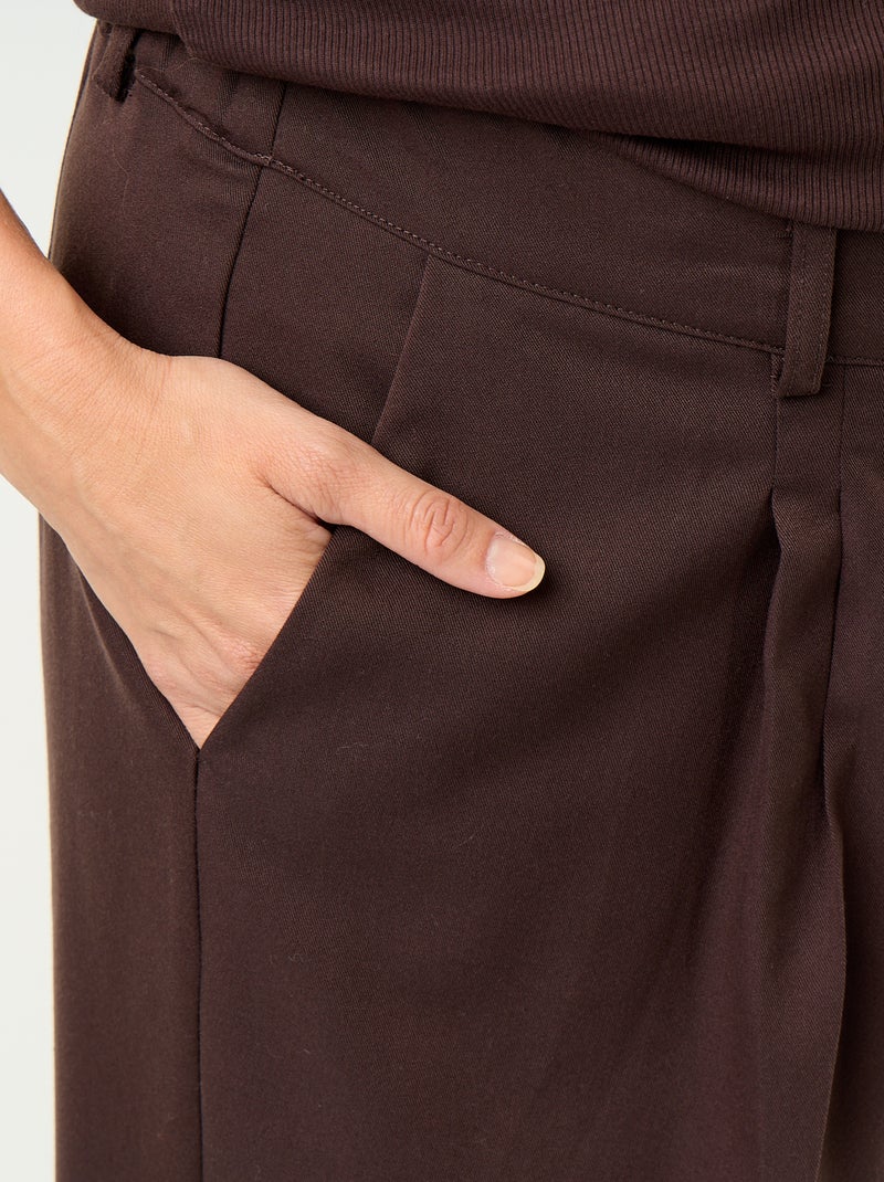 Zwangerschapsbroek met plooien Bruin - Kiabi