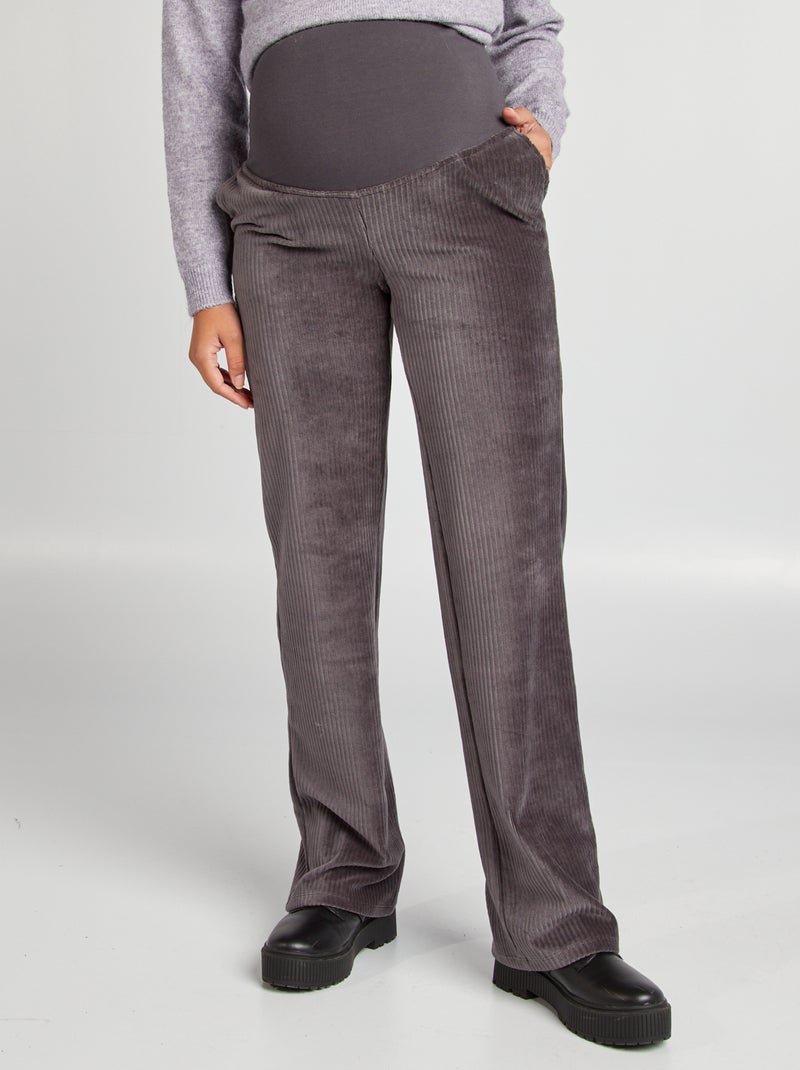 Zwangerschapsbroek van corduroy ZWART - Kiabi