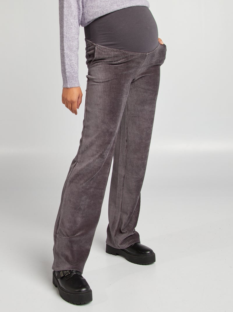 Zwangerschapsbroek van corduroy ZWART - Kiabi