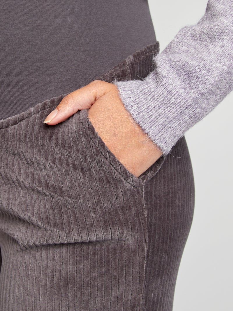 Zwangerschapsbroek van corduroy ZWART - Kiabi