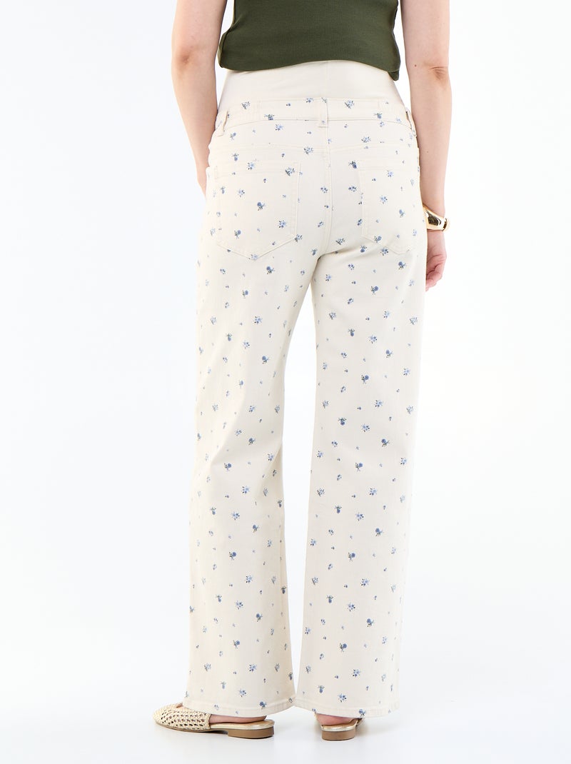Zwangerschapsbroek van denim in wide leg-model Wit - Kiabi