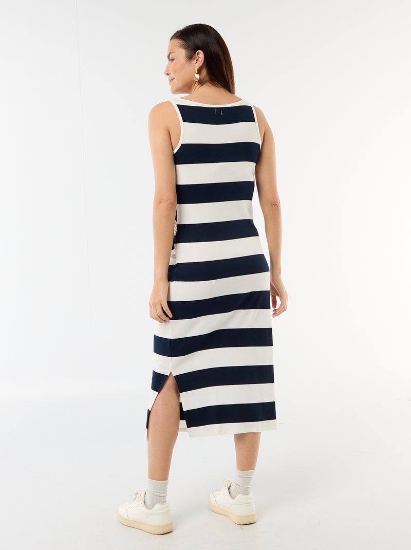 Zwangerschapsdébardeurjurk van ribstof Blauw - Kiabi