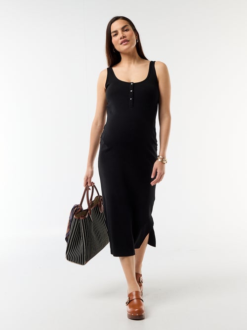 Zwangerschapsdébardeurjurk van ribstof - Kiabi