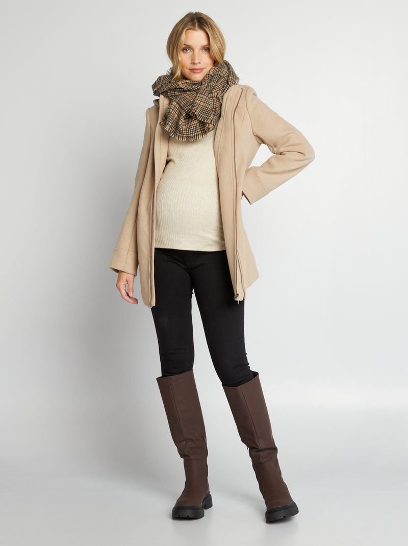 Zwangerschapsjas met woleffect beige - Kiabi