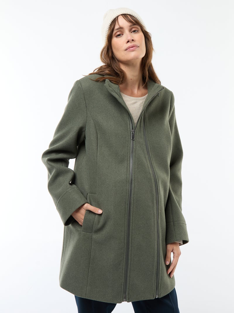 Zwangerschapsjas van wollen stof Groen - Kiabi