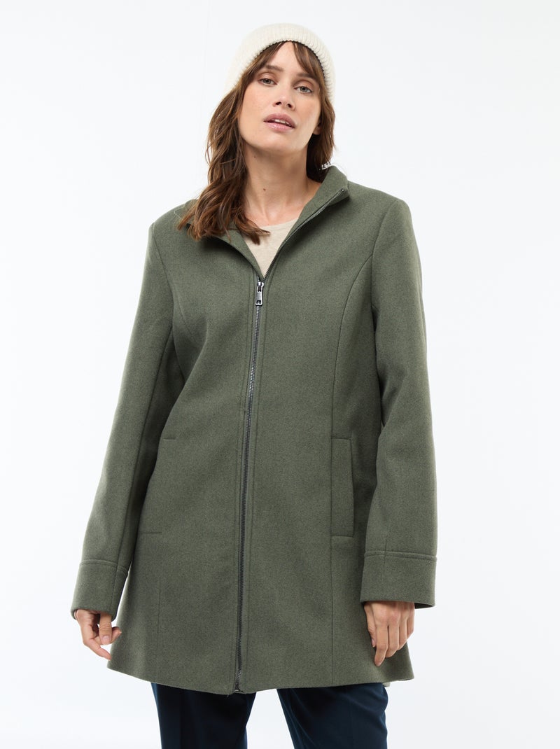 Zwangerschapsjas van wollen stof Groen - Kiabi