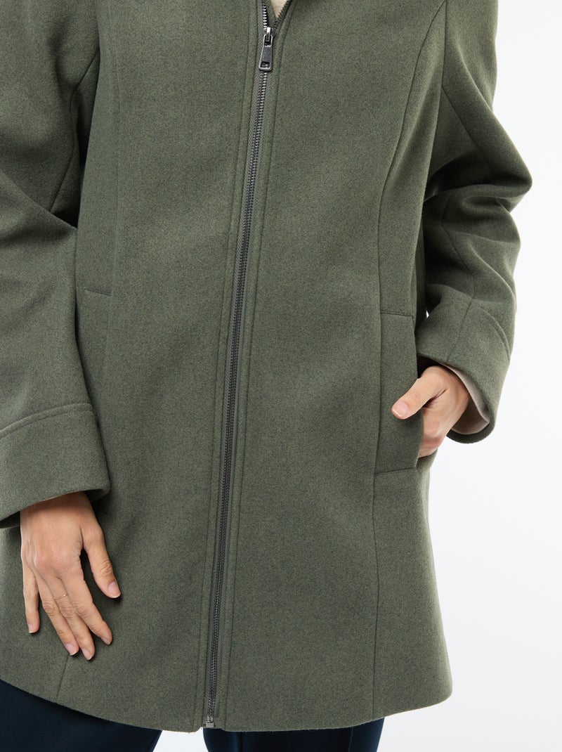 Zwangerschapsjas van wollen stof Groen - Kiabi