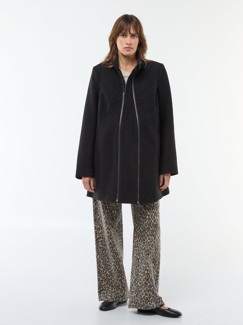 Zwangerschapsjas van wollen stof zwart - Kiabi