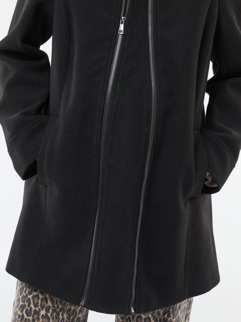 Zwangerschapsjas van wollen stof zwart - Kiabi