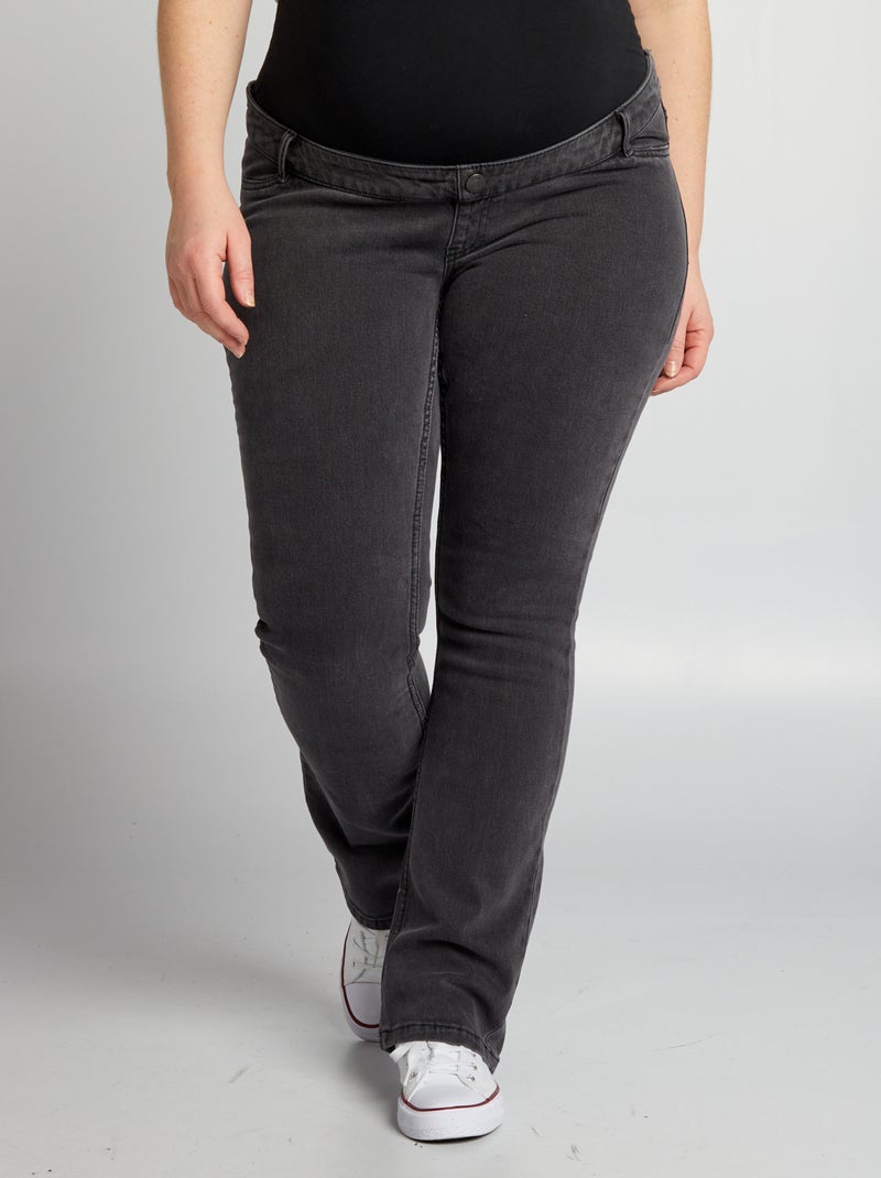 Zwangerschapsjeans met wijd uitlopende pijpen GRIJS - Kiabi