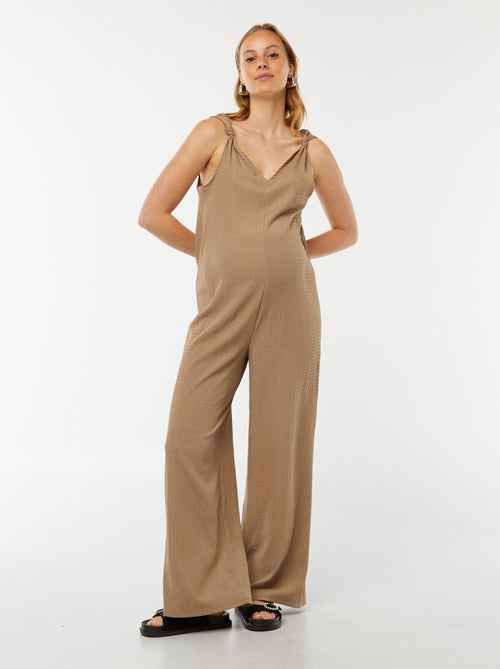 Zwangerschapsjumpsuit met wafeltextuur - Kiabi