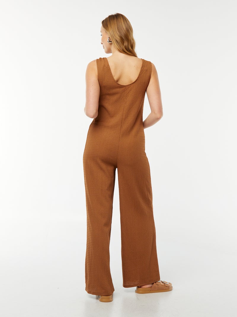 Zwangerschapsjumpsuit met wafeltextuur Bruin - Kiabi