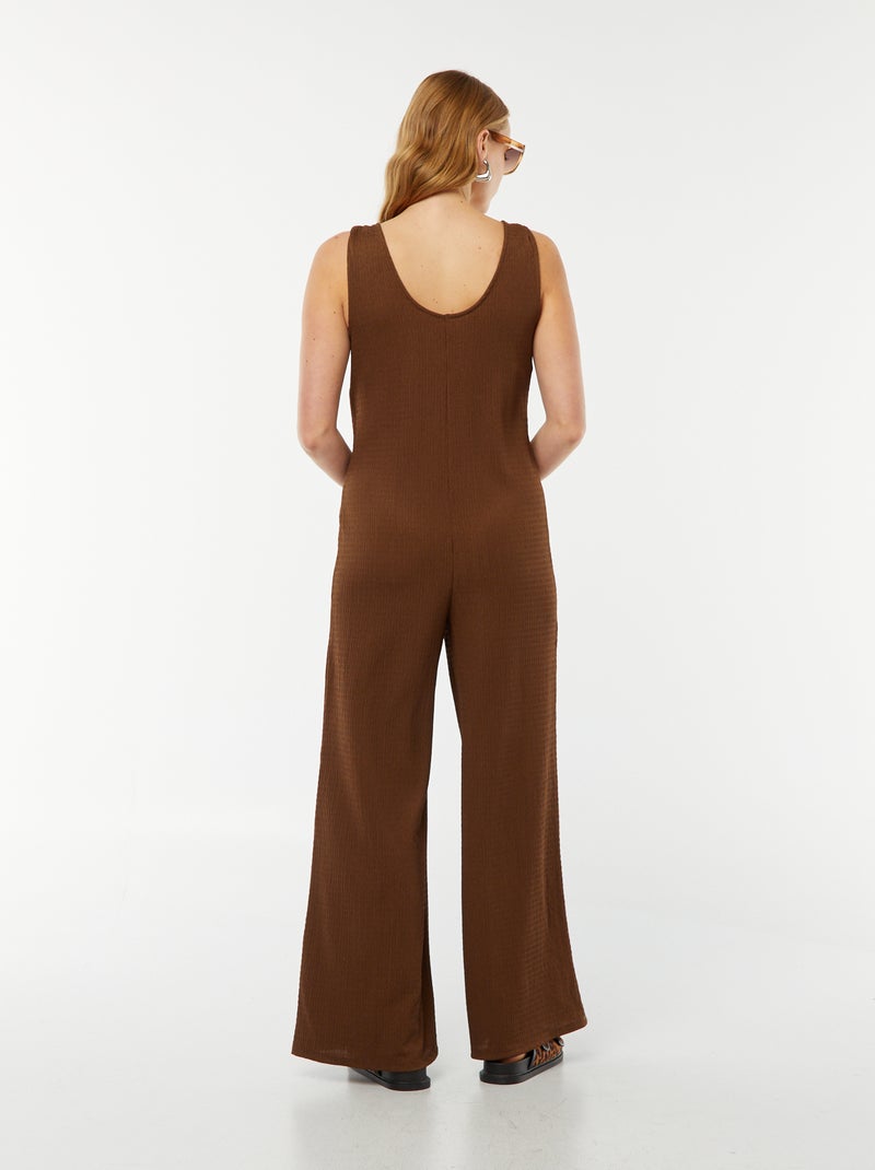 Zwangerschapsjumpsuit met wafeltextuur bruin - Kiabi
