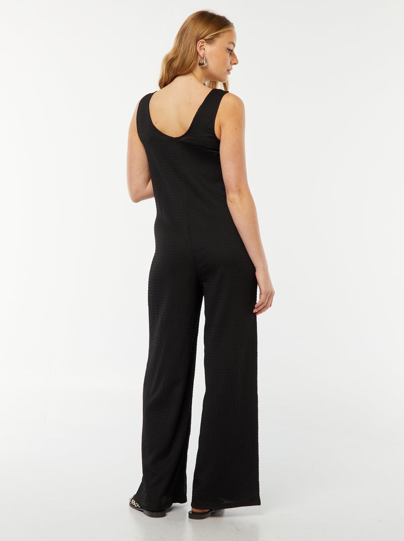 Zwangerschapsjumpsuit met wafeltextuur zwart - Kiabi