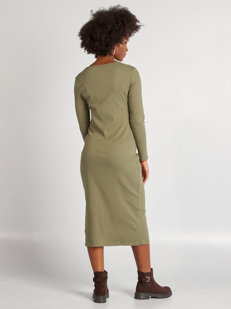 Zwangerschapsjurk met ribbels groen - Kiabi