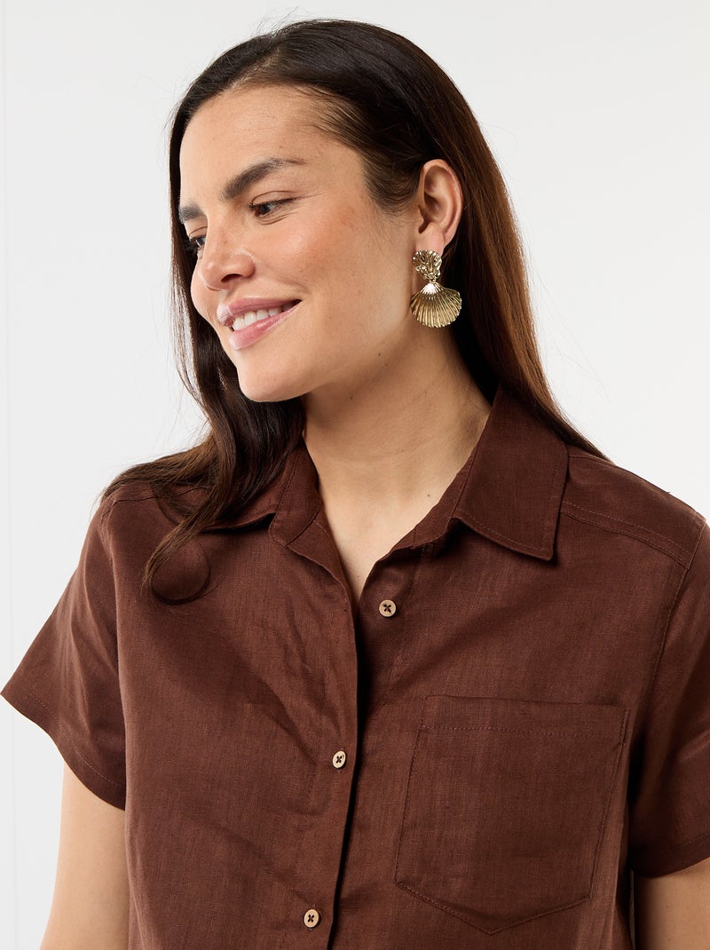 Zwangerschapsjurk van linnen Bruin - Kiabi