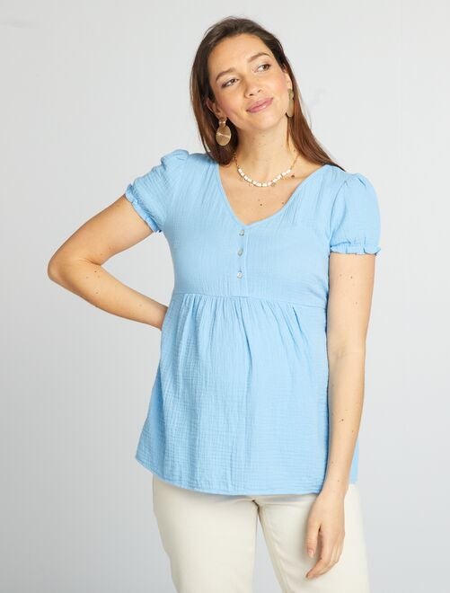 Zwangerschapsjurk van luchtig katoen in blousemodel - Kiabi