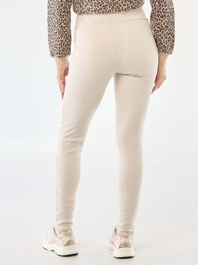 Zwangerschapslegging met ribbeltextuur Beige - Kiabi