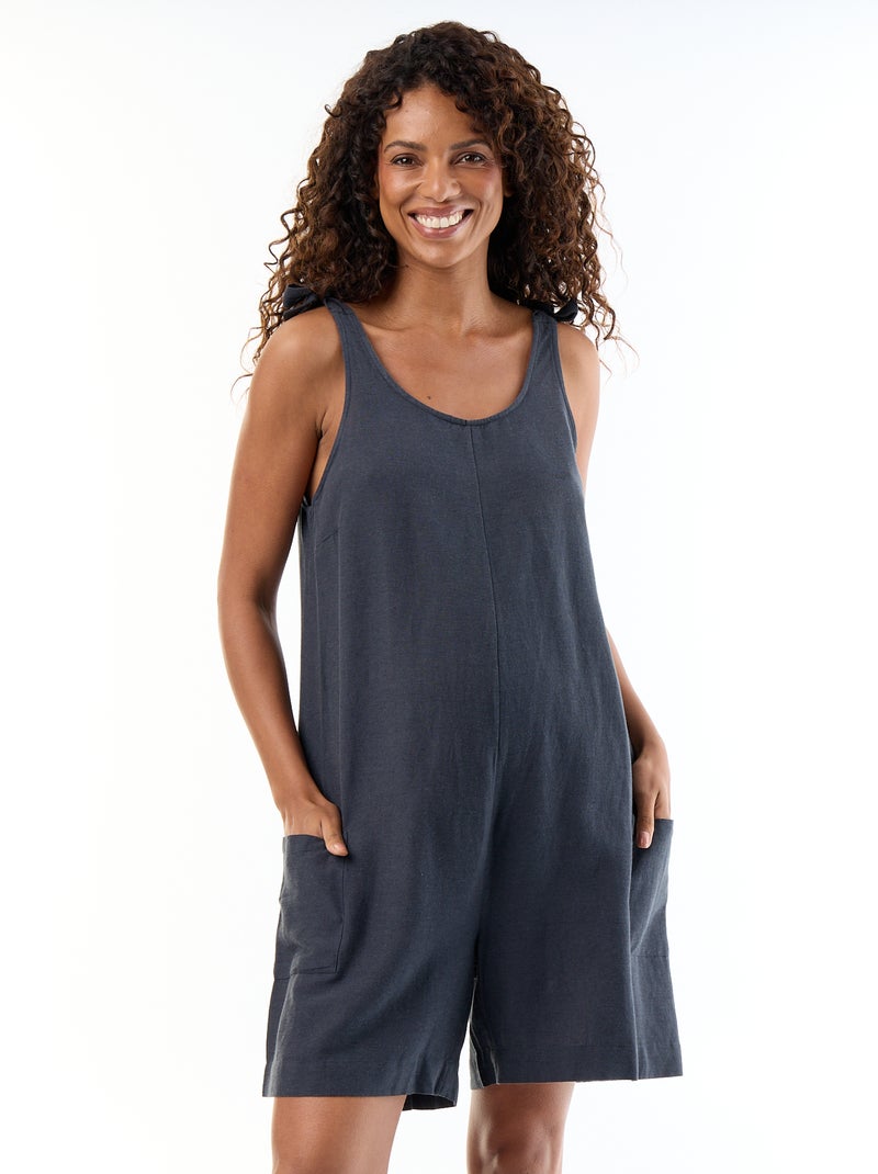 Zwangerschapsplaysuit van linnenmix Blauw - Kiabi