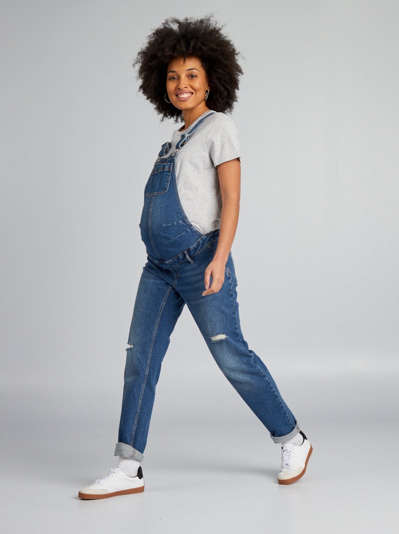 Zwangerschapssalopette van stretchdenim BLAUW - Kiabi