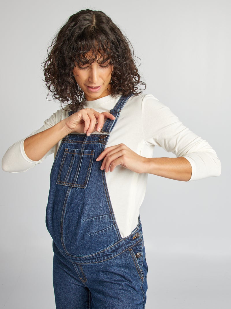 Zwangerschapssalopette van stretchdenim BLAUW - Kiabi