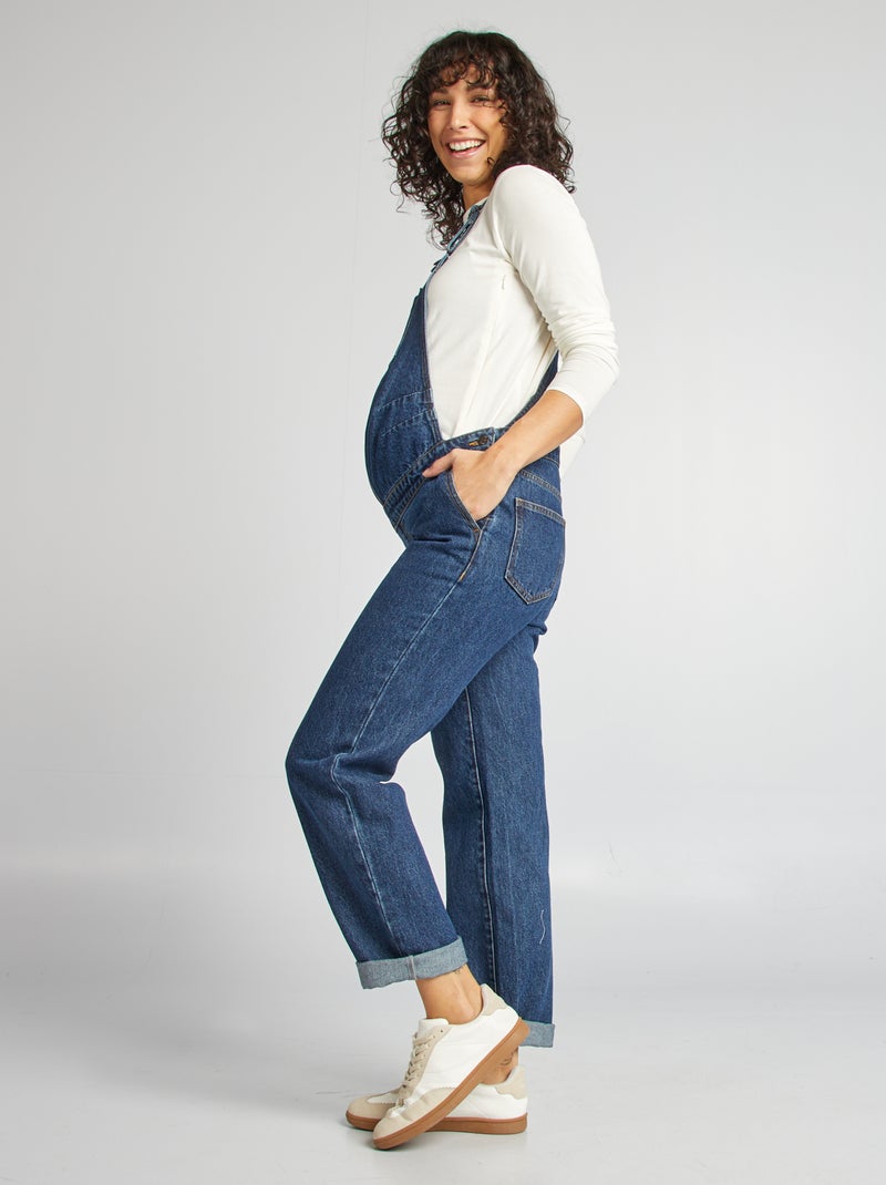 Zwangerschapssalopette van stretchdenim BLAUW - Kiabi