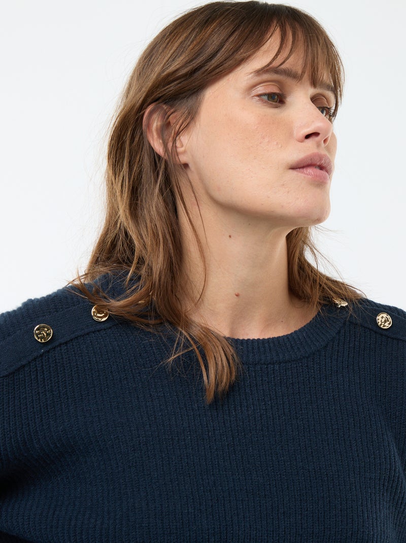 Zwangerschapssetje met halflange jurk met ribbeltextuur + korte trui Blauw - Kiabi